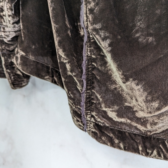 Free People Top Womens XS Brown Crushed Velvet Button Up We The Free Marianne - Picture 11 of 15